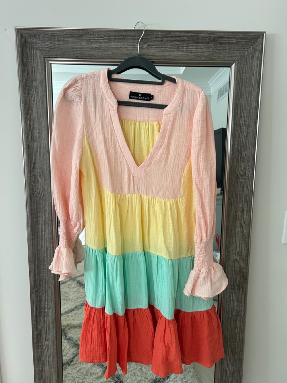 Pomander Place Pink and Yellow Colorblock Sundress